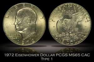 1972 Type 1 Eisenhower Dollar PCGS MS65 CAC