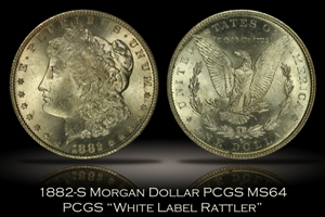 1882-S Morgan Dollar PCGS MS64 White Label Rattler