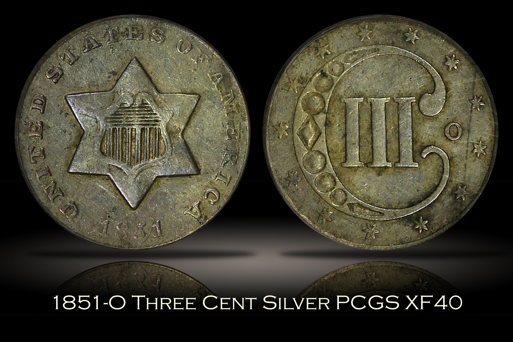 1851-O Three Cent Silver PCGS XF40