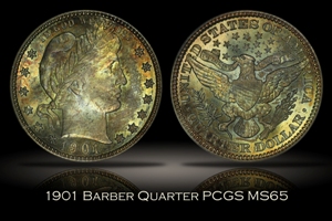 1901 Barber Quarter PCGS MS65