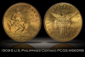 1909-S U.S.-Philippines One Centavo PCGS MS65RB
