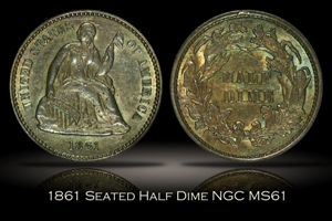 1861 Seated Half Dime NGC MS61