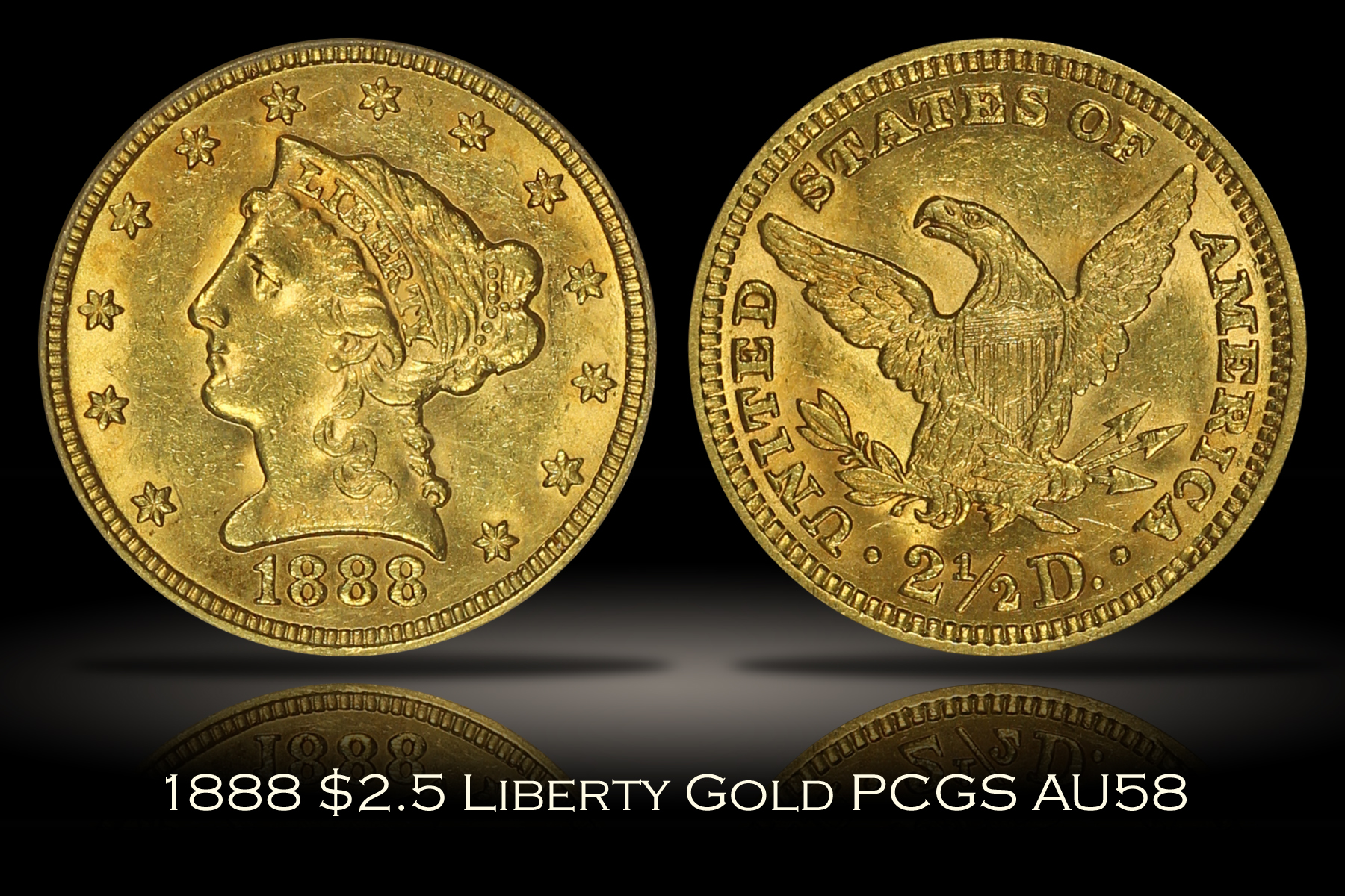 1888 $2.5 Liberty Head Gold PCGS AU58
