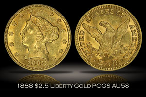 1888 $2.5 Liberty Head Gold PCGS AU58