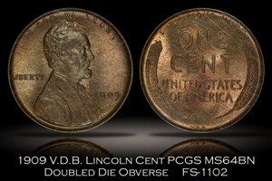 1909 VDB Lincoln Cent DDO FS-1102 PCGS MS64BN