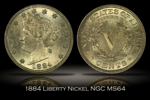1884 Liberty Nickel NGC MS64