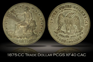 1875-CC Trade Dollar PCGS XF40 CAC
