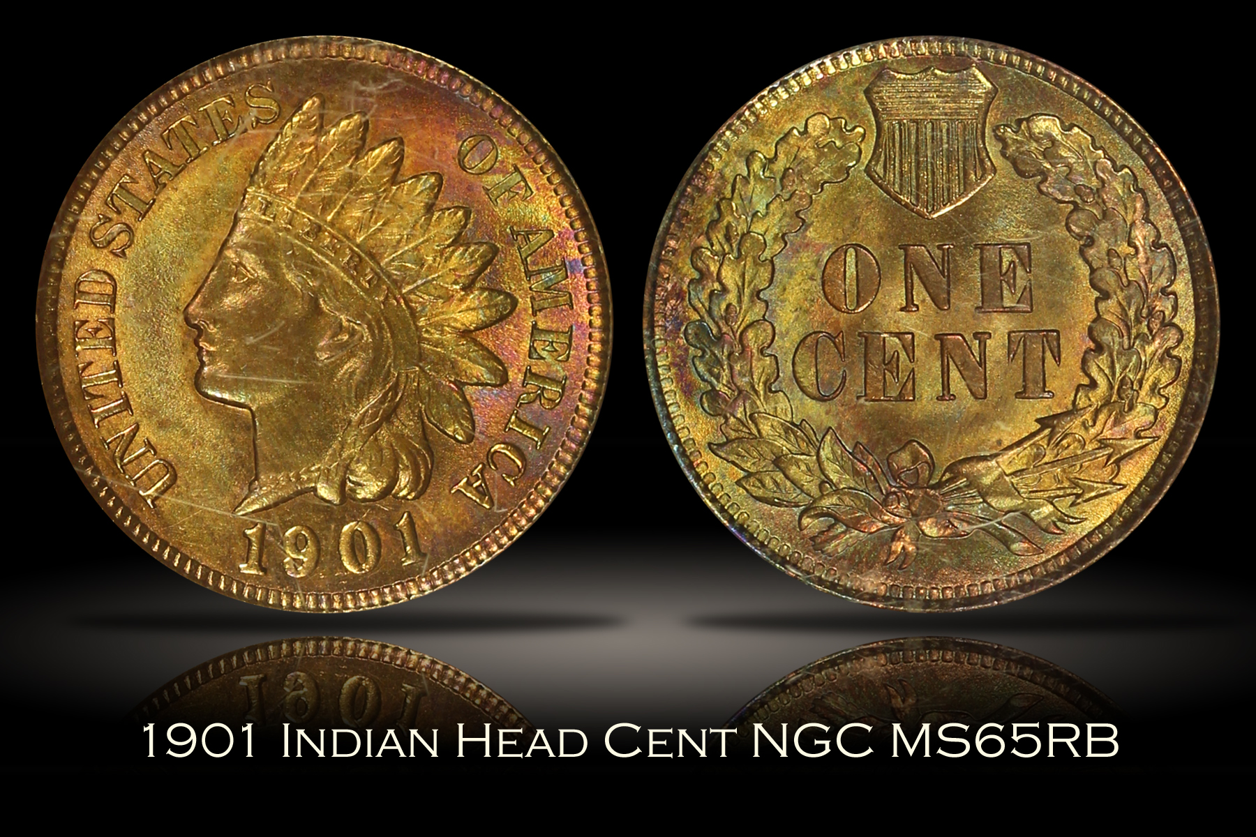1901 Indian Head Cent NGC MS65RB