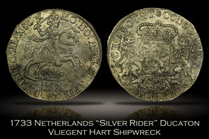 1733 Netherlands Silver Rider Ducaton Shipwreck Coin