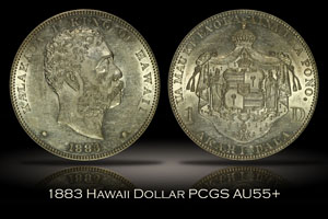 1883 Hawaii Silver Dollar PCGS AU55+