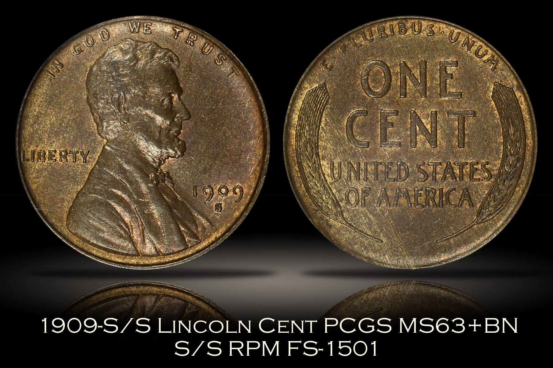 1909-S/S Lincoln Cent RPM FS-1501 PCGS MS63+BN