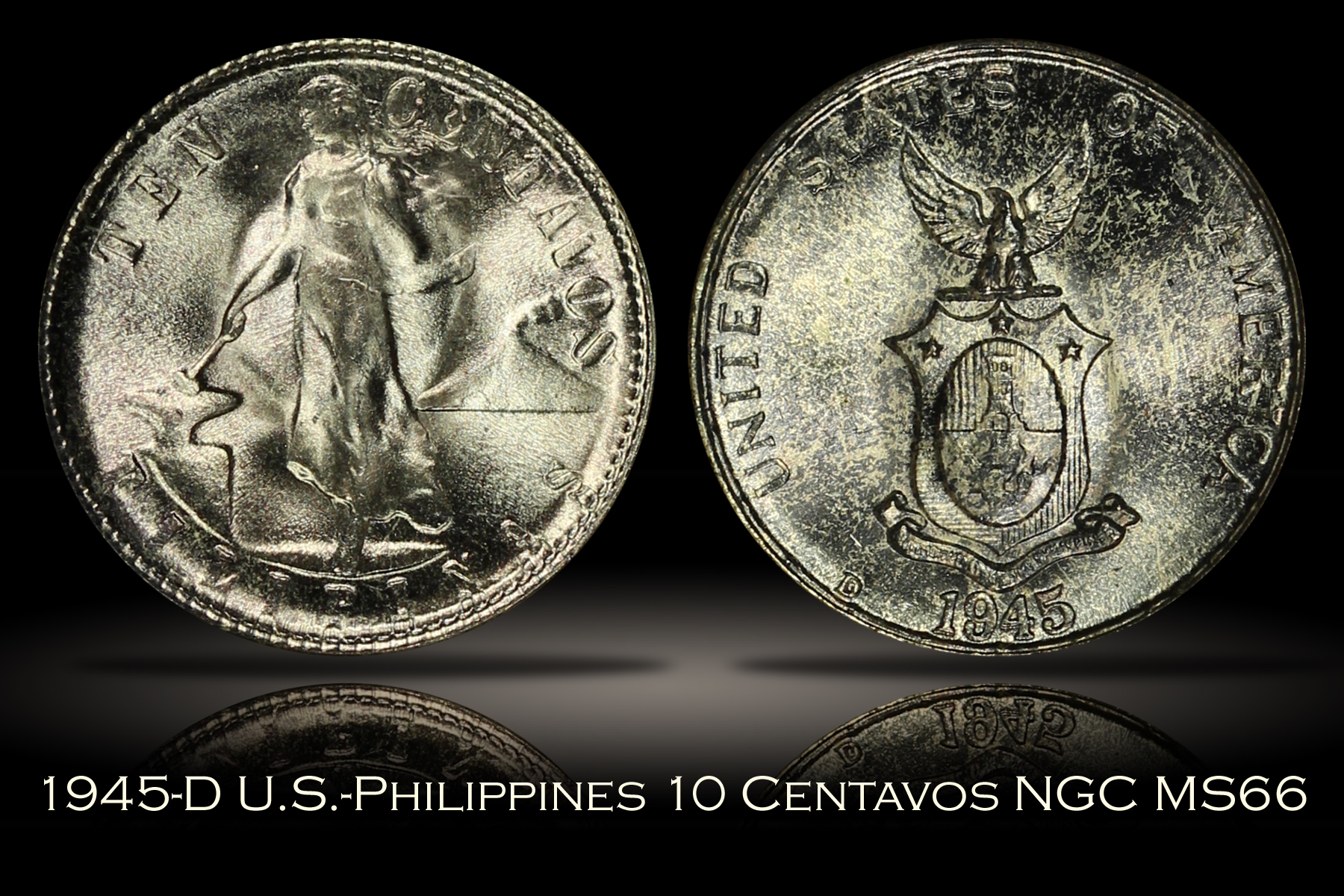 1945-D U.S.-Philippines 10 Centavos NGC MS66