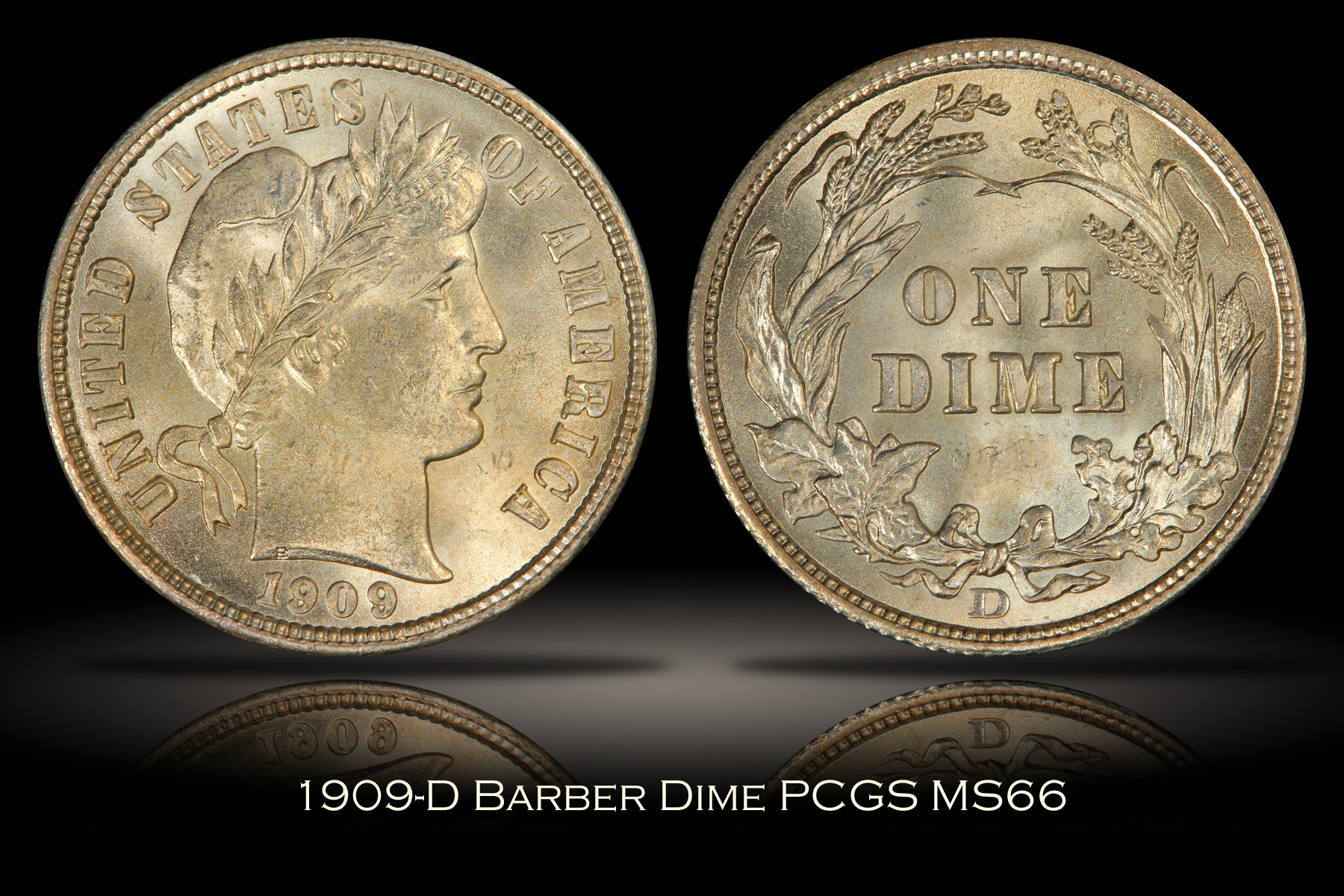 1909-D Barber Dime PCGS MS66