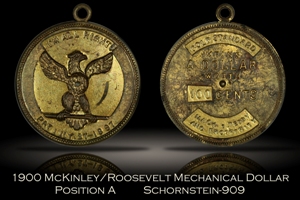1900 McKinley Roosevelt Mechanical Dollar Schornstein-909