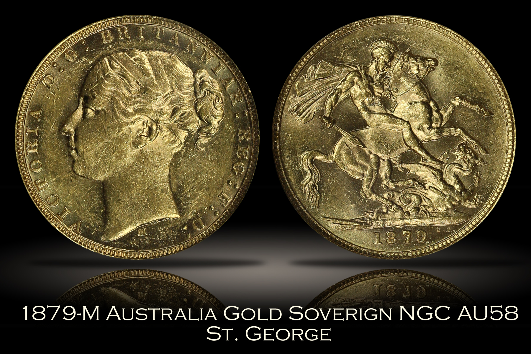 1879-M Australia St. George Gold Sovereign NGC AU58