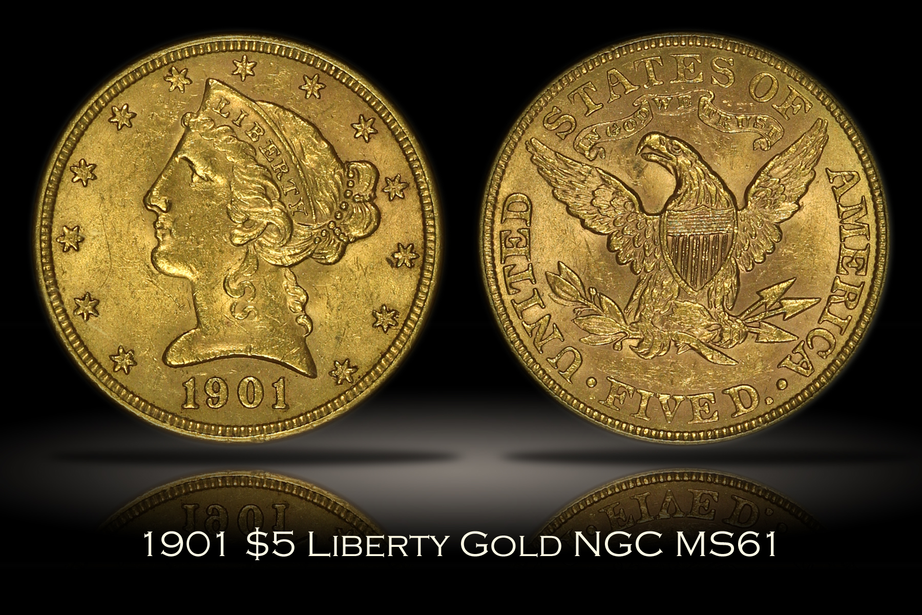 1901 $5 Liberty Gold NGC MS61
