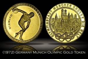 1972 Munich Summer Olympics .9999 Gold Medal Token 7.9 gram Quarter Ounce