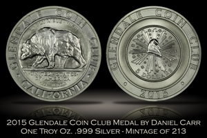 2015 Glendale Coin Club Silver Medal by Daniel Carr
