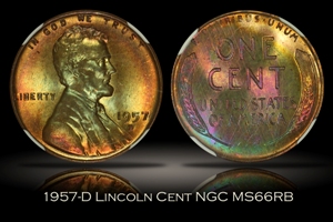 1957-D Lincoln Cent NGC MS66RB