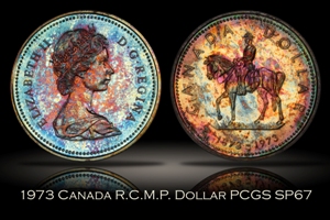1973 Canada R.C.M.P. Silver Dollar PCGS SP67