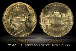 1954-S/D Jefferson Nickel NGC MS65