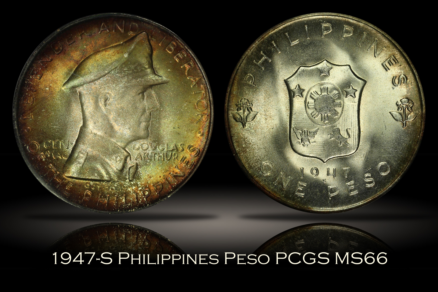 1947-S Philippines MacArthur Peso PCGS MS66