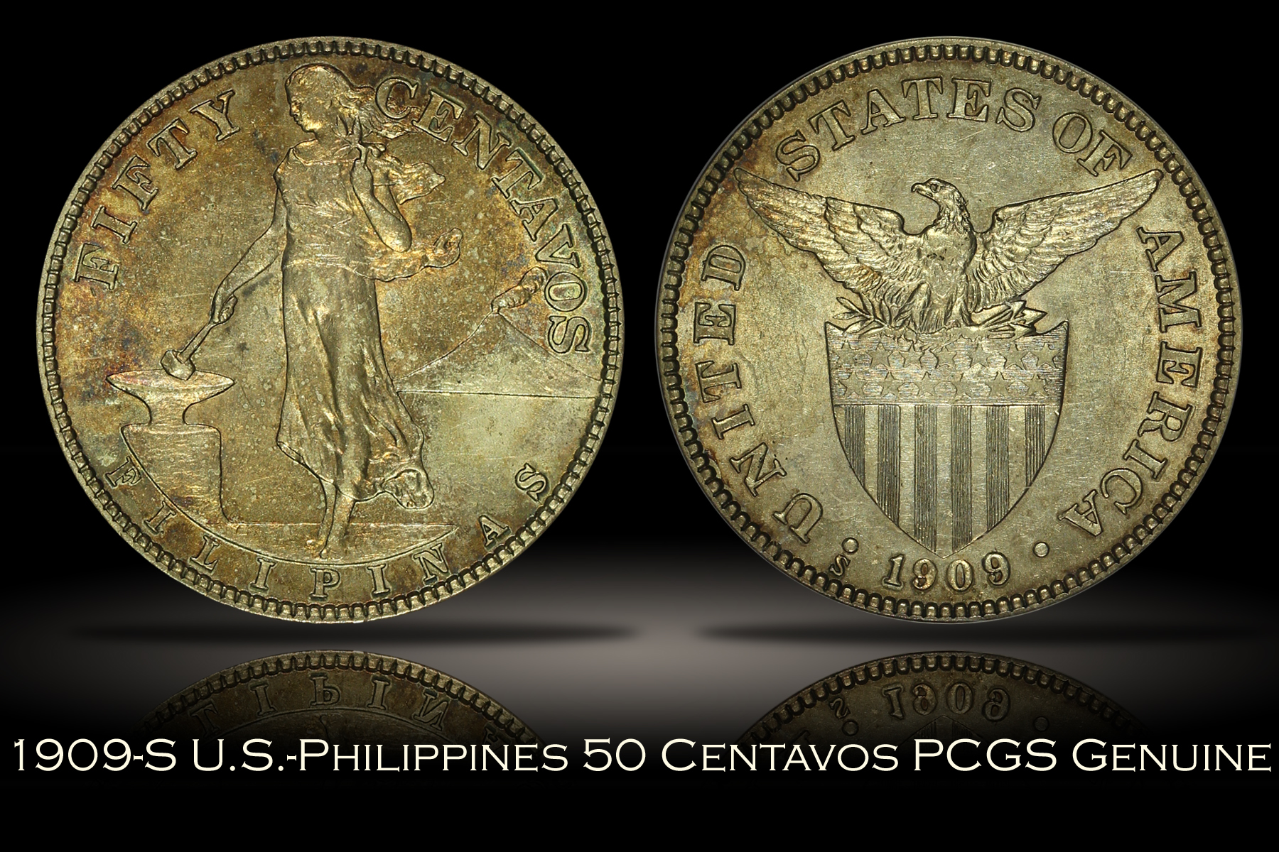 1909-S U.S.-Philippines 50 Centavos PCGS Genuine