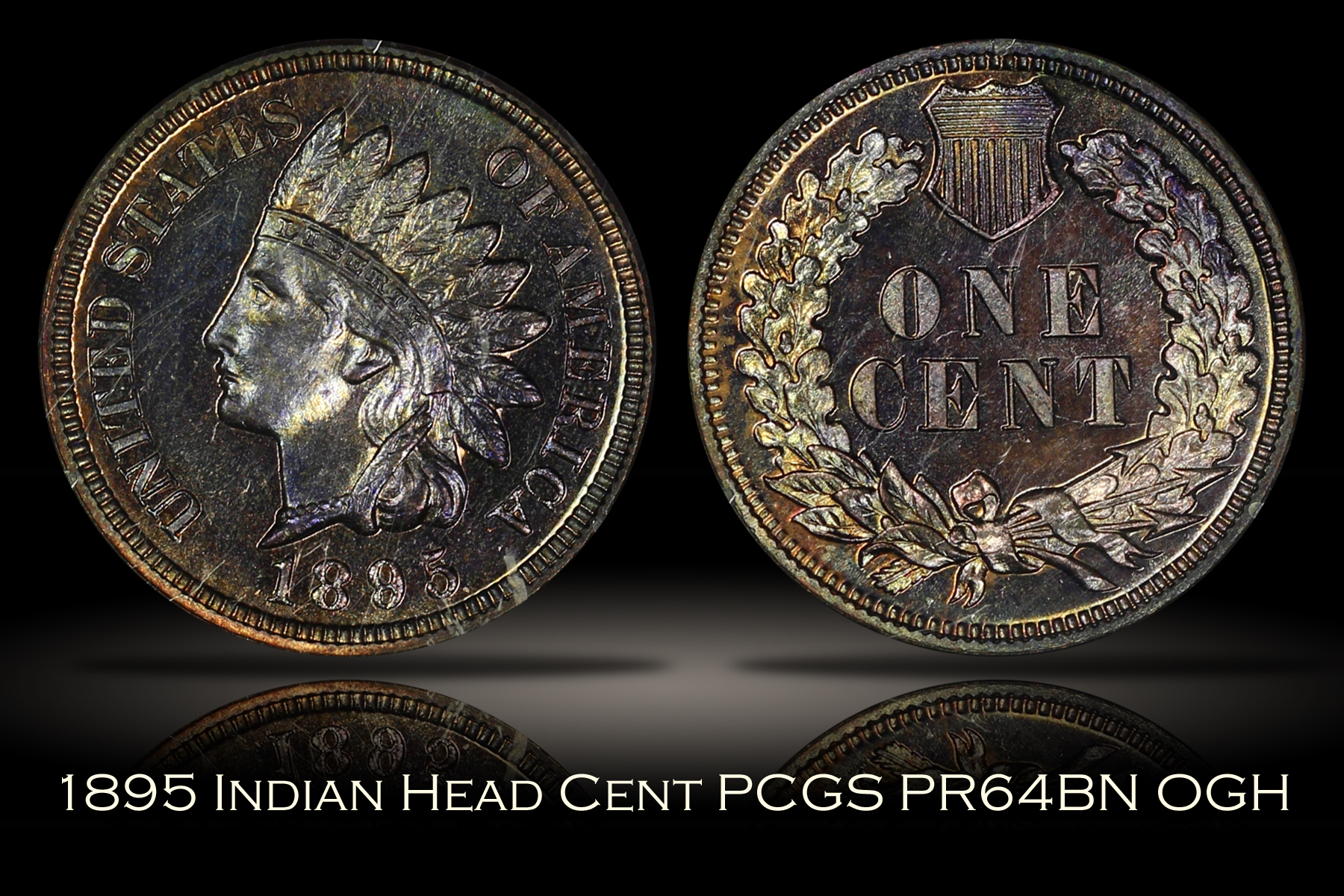 1895 Proof Indian Head Cent PCGS PR64BN OGH Rattler