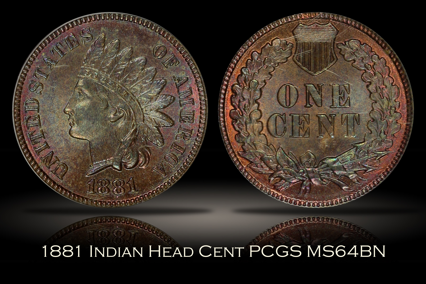 1881 Indian Head Cent PCGS MS64BN