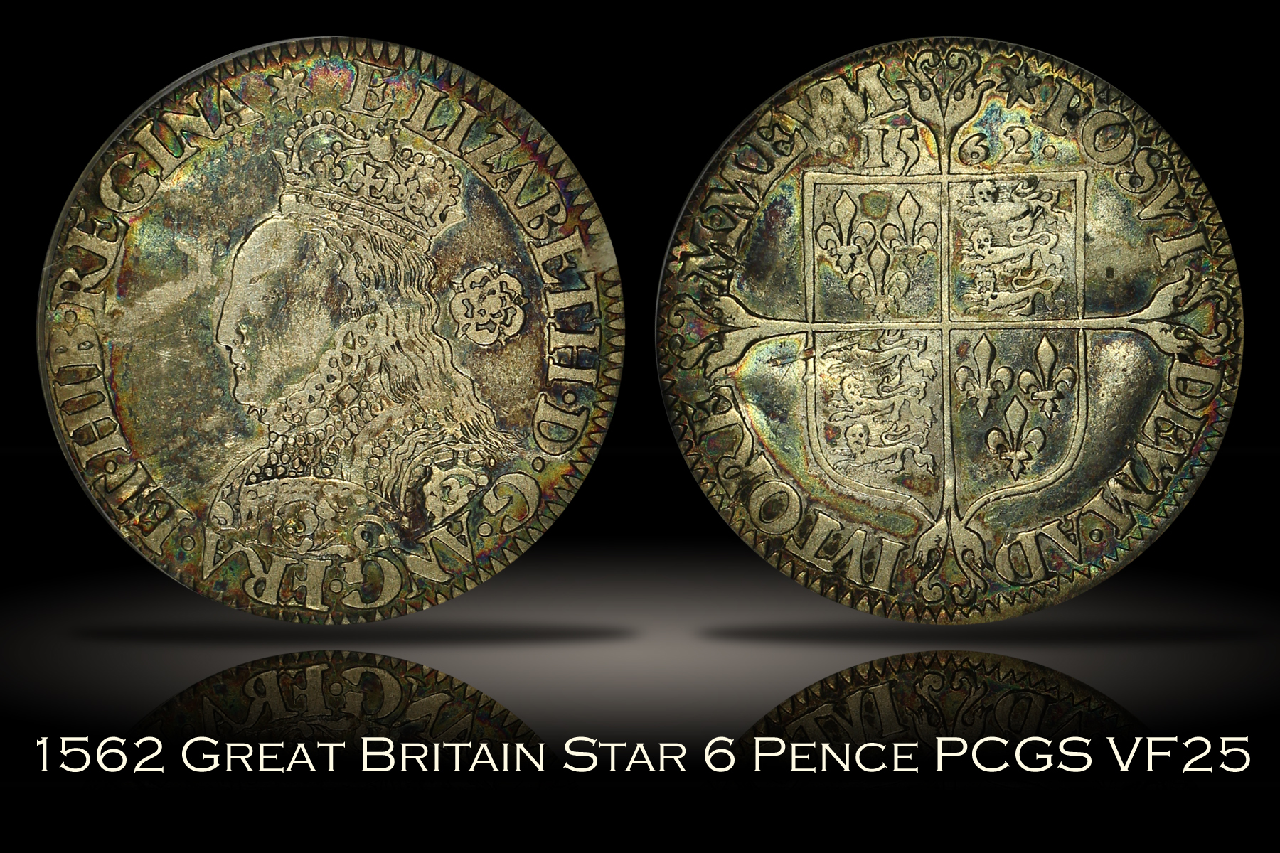 1562 Great Britain 6 Pence Star PCGS VF25