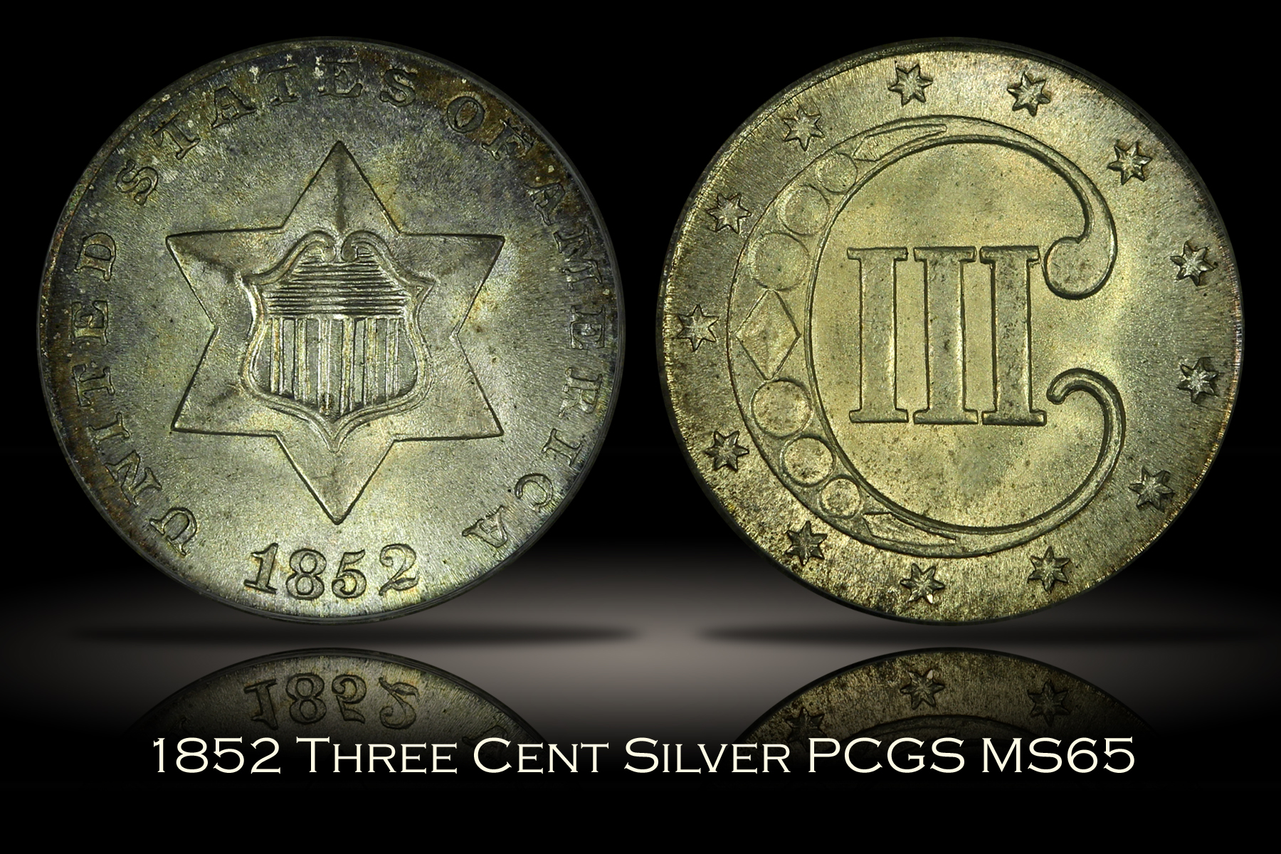 1852 Three Cent Silver PCGS MS65