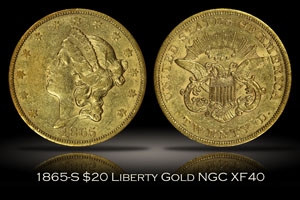 1865-S $20 Liberty Gold NGC XF40