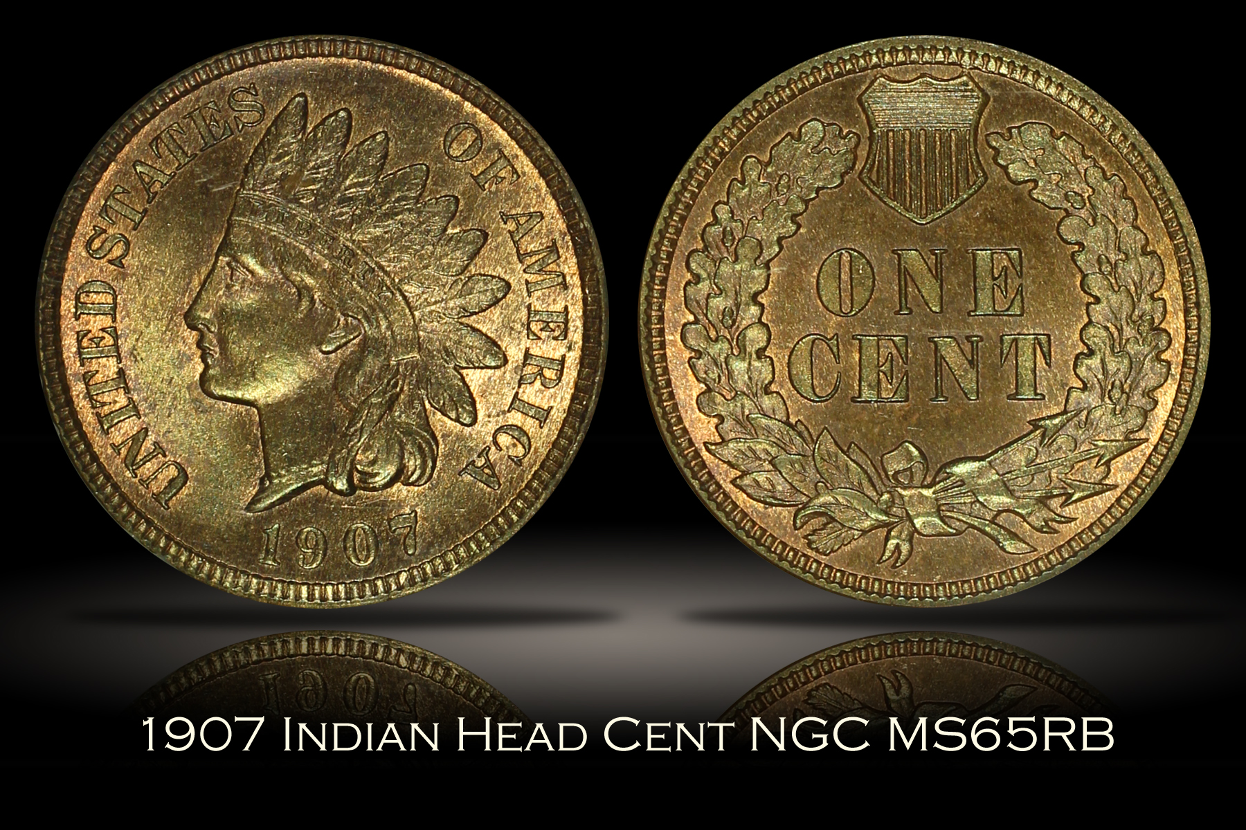 1907 Indian Head Cent NGC MS65RB