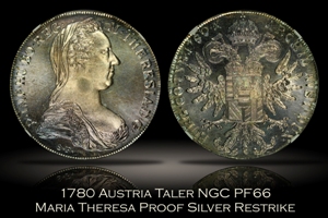 1780 Austria Taler NGC PF66 Maria Theresa Silver Proof Restrike