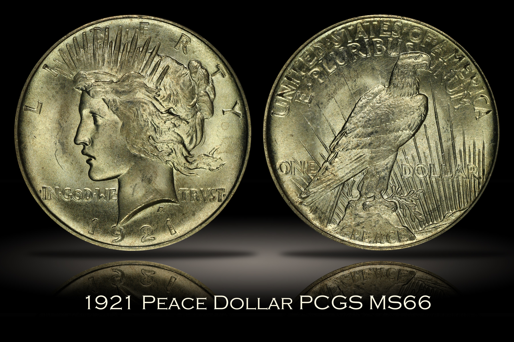 1921 High Relief Peace Dollar PCGS MS66