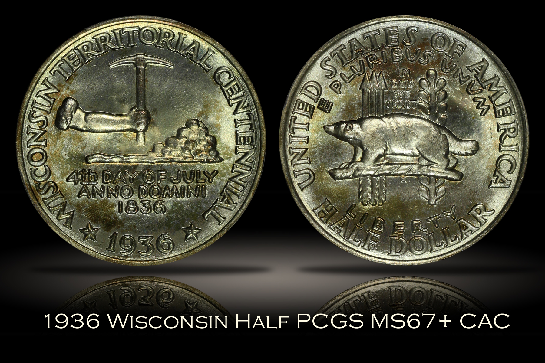 1936 Wisconsin Half PCGS MS67+ CAC