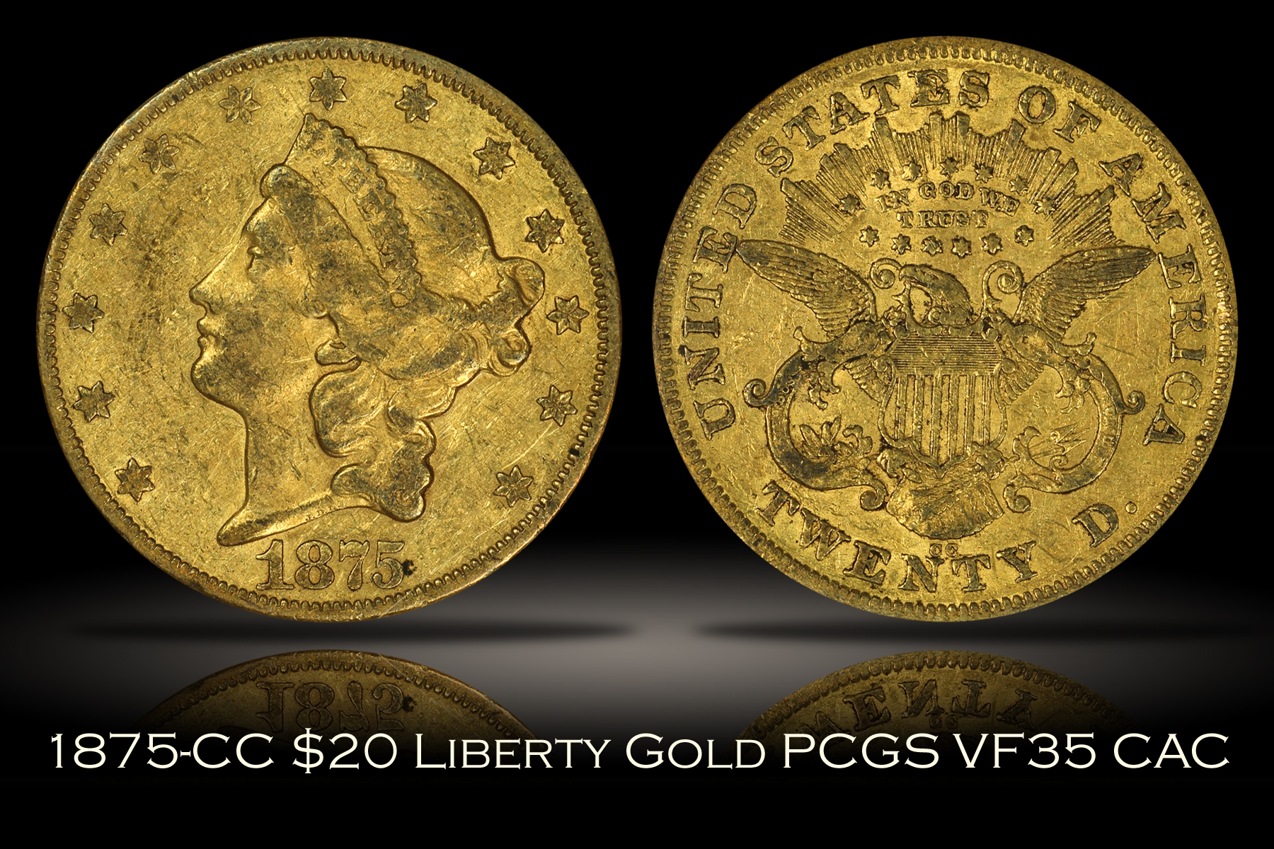 1875-CC $20 Liberty Gold PCGS VF35 CAC