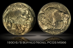 1930-S/S Buffalo Nickel RPM Variety PCGS MS66