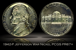1942-P Proof Jefferson War Nickel PCGS PR67+