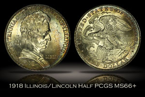 1918 Illinois/Lincoln Half PCGS MS66+