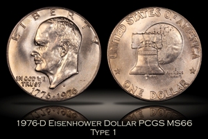 1976-D Type 1 Eisenhower Dollar PCGS MS66
