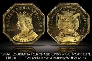 1904 Louisiana Purchase Expo Admission Medal HK-306 NGC MS65DPL