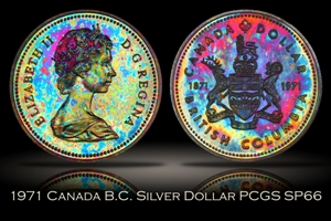 1971 Canada British Columbia Silver Dollar PCGS SP66
