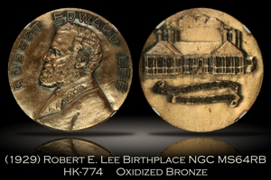 1929 Robert E. Lee Birthplace HK-774 NGC MS64RB