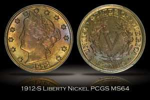 1912-S Liberty Nickel PCGS MS64
