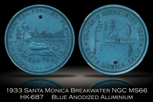 1933 Santa Monica Breakwater HK-687 Blue Anodized Aluminium NGC MS66