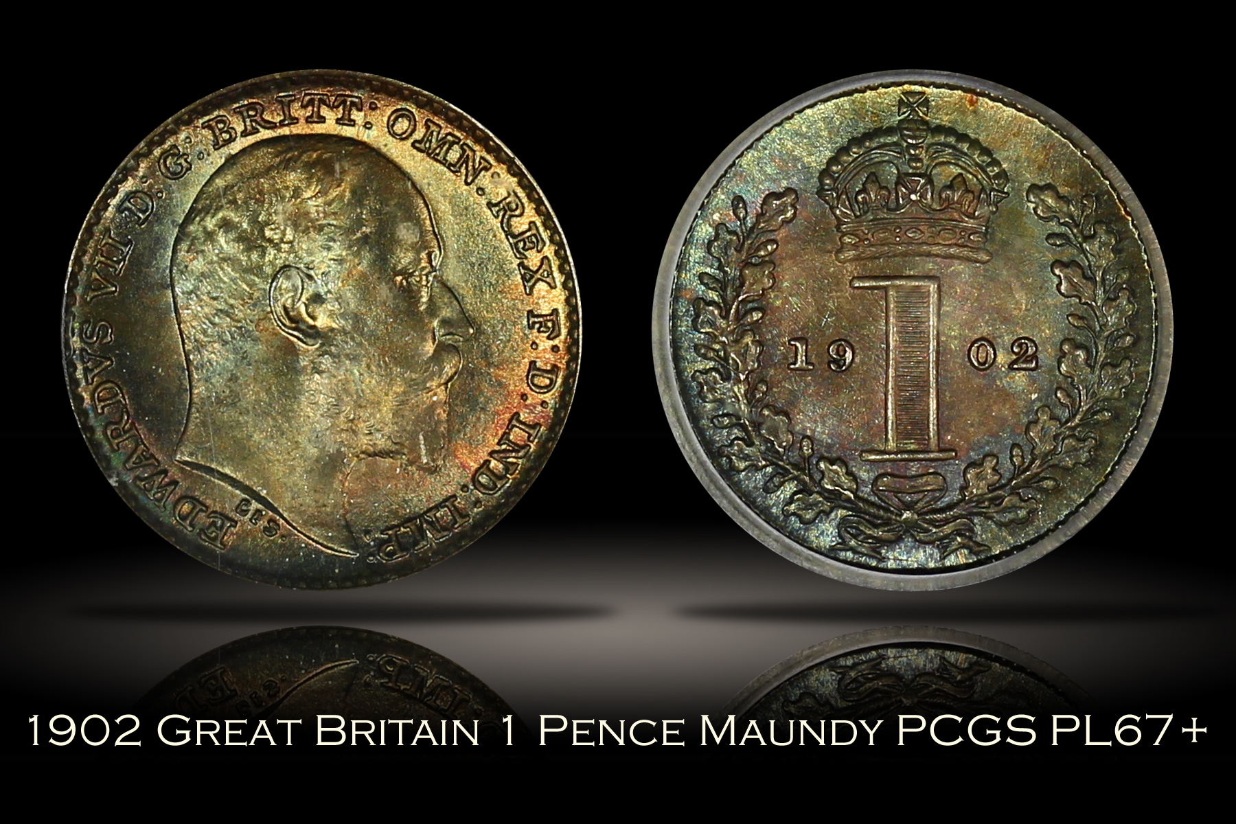 1902 Great Britain 1 Pence Maundy PCGS PL67+