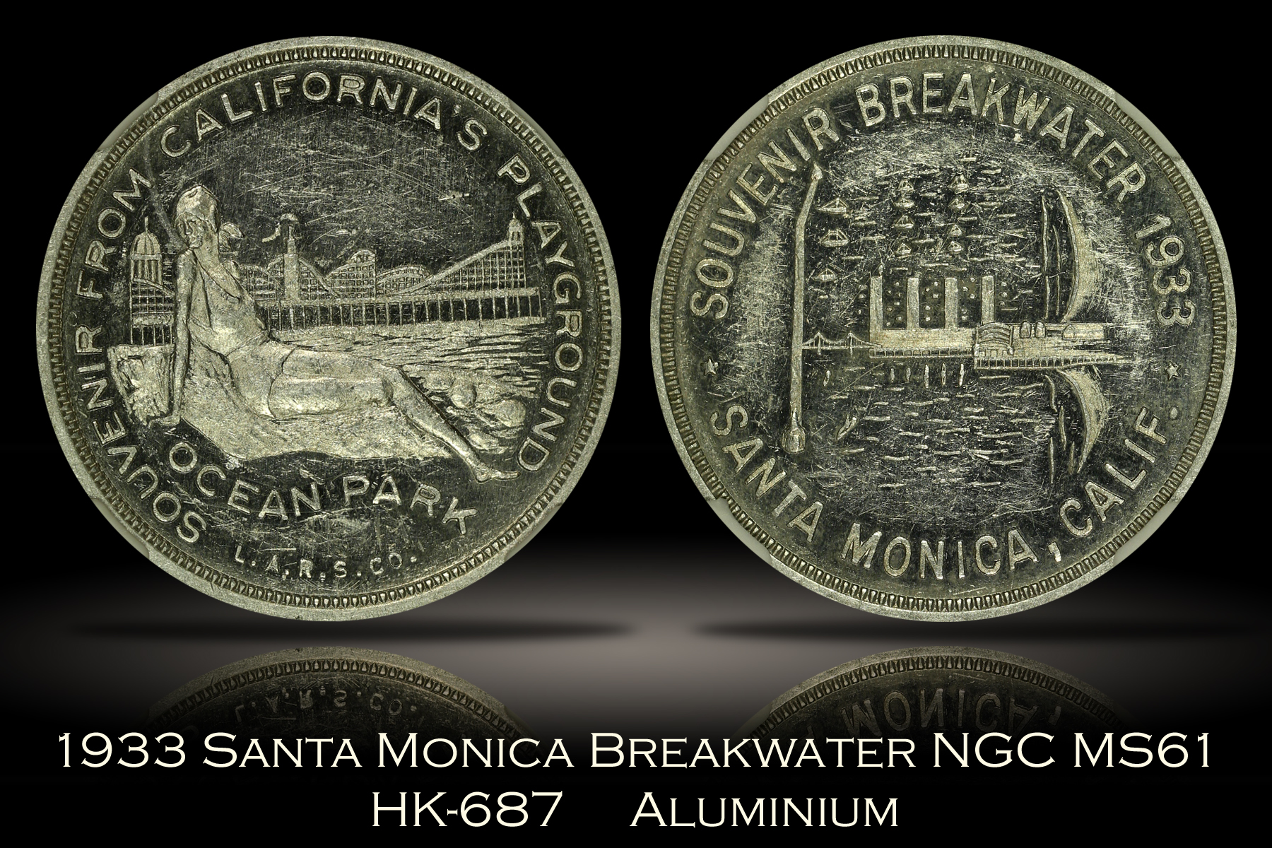 1933 Santa Monica Breakwater HK-687 Aluminum NGC MS61
