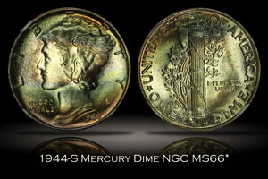 1944-S Mercury Dime NGC MS66*