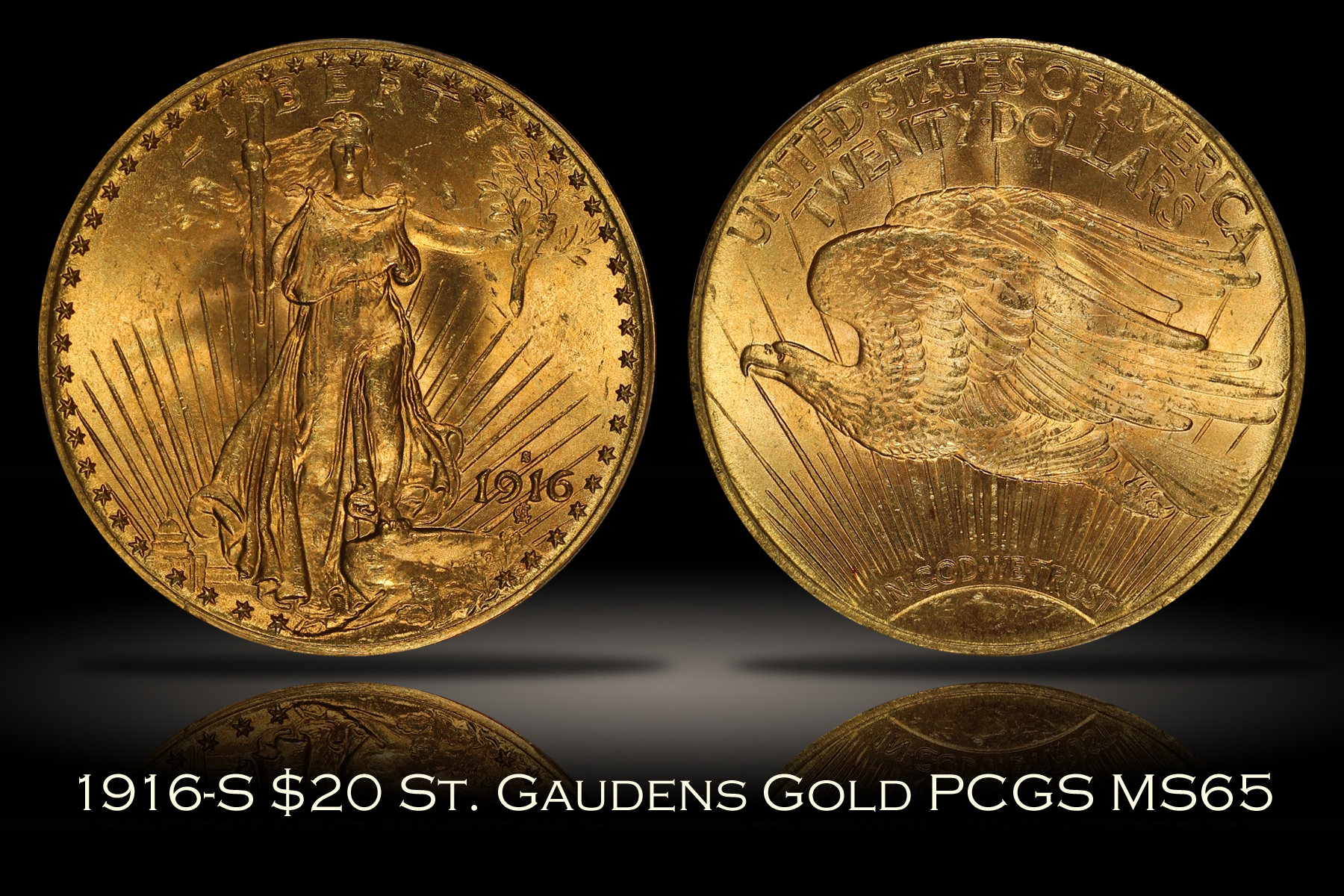 1916-S $20 St. Gaudens Gold PCGS MS65